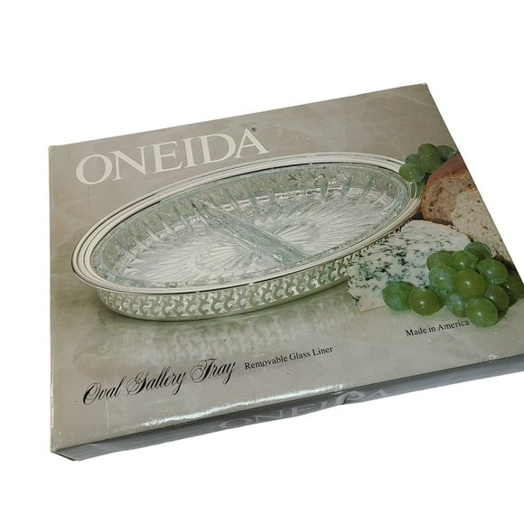 Vintage Oneida Oval Gallery Tray Divided Serving Tray Relish Dish Serveware - Picture 12 of 12